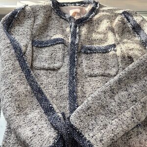 Rebecca Taylor Navy and Cream Tweed Jacket